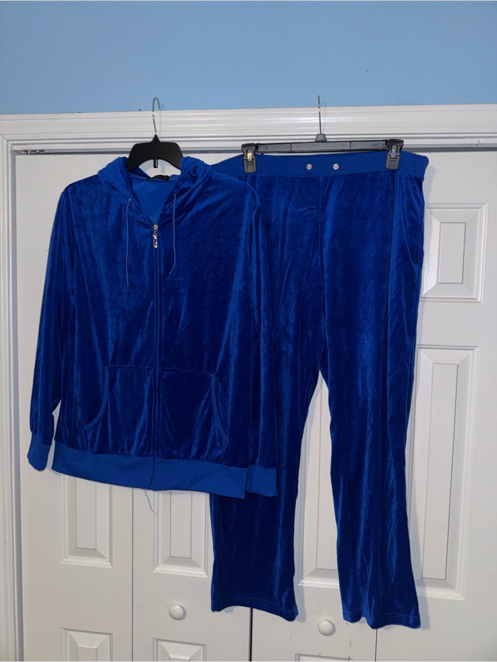 Royal Blue Velour Hoodie & Pants Set